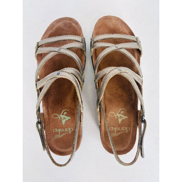 Dansko Jovie Metallic Pewter Leather Strappy Sandals, Women's EU Sz 37 - Picture 4 of 9